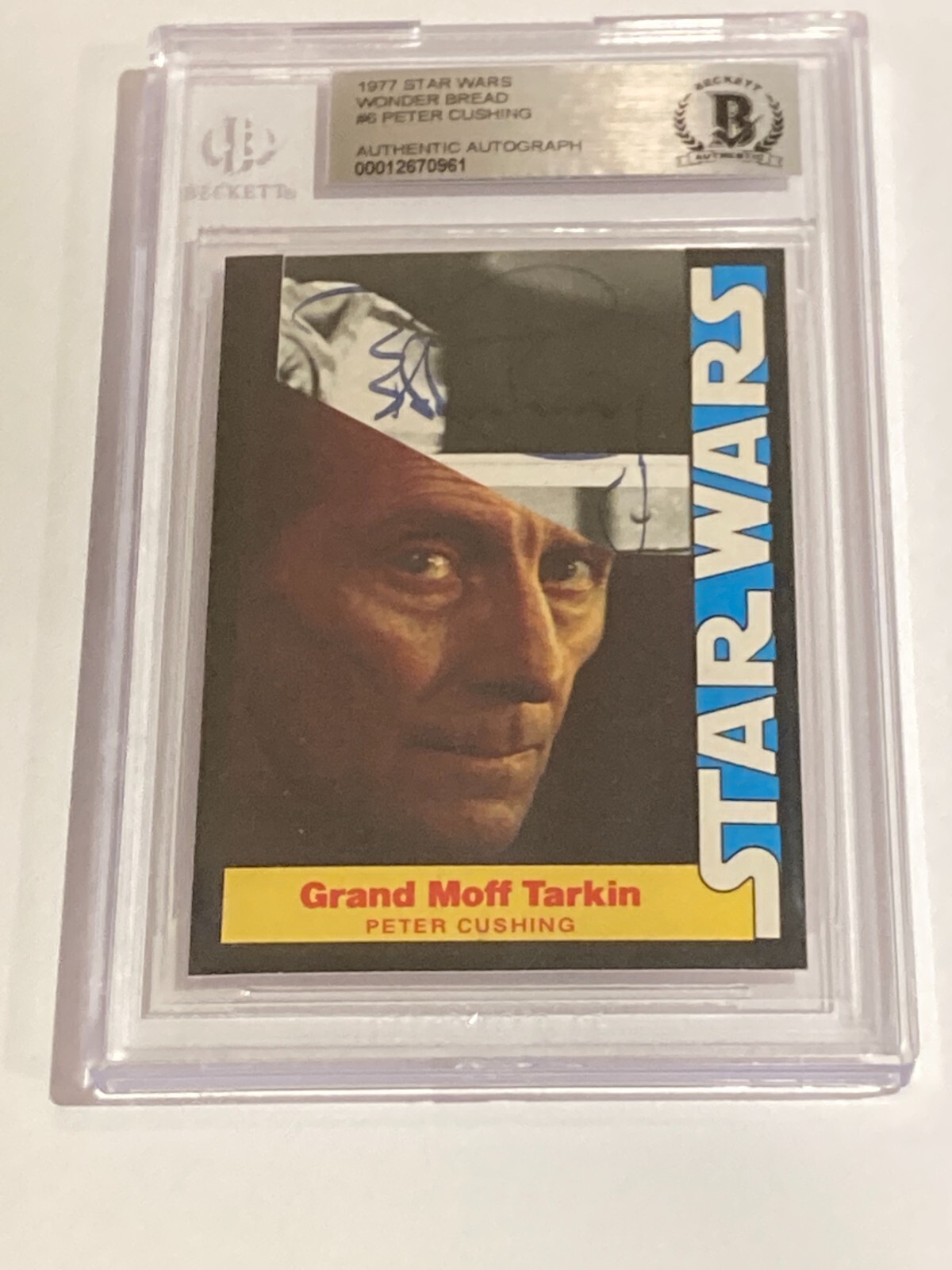 Peter Cushing 1977 Star Wars Wonder Bread CUT Autograph Card Beckett Rookie #6