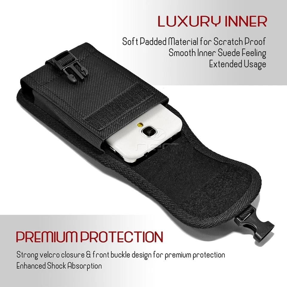 (EXTRA LARGE) CELL PHONE VERTICAL RUGGED POUCH WITH METAL CLIP BELT LOOP HOLSTER - Image 4 of 4
