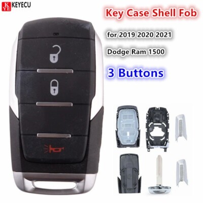 Smart Remote Key Shell Case – Fits 2019-2022 Dodge Ram 1500 – 3 Buttons – Black