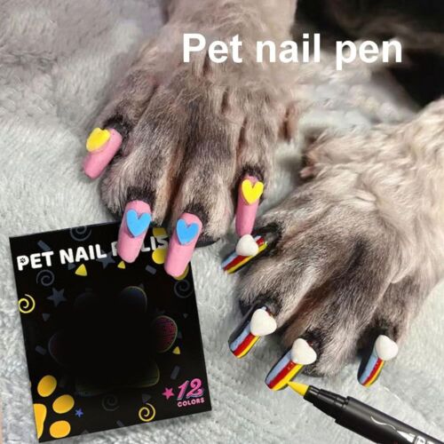 Long-Lasting Pet Nail Polish Brush 12 Colors Coloring Marker Pen  Cat - Picture 1 of 12