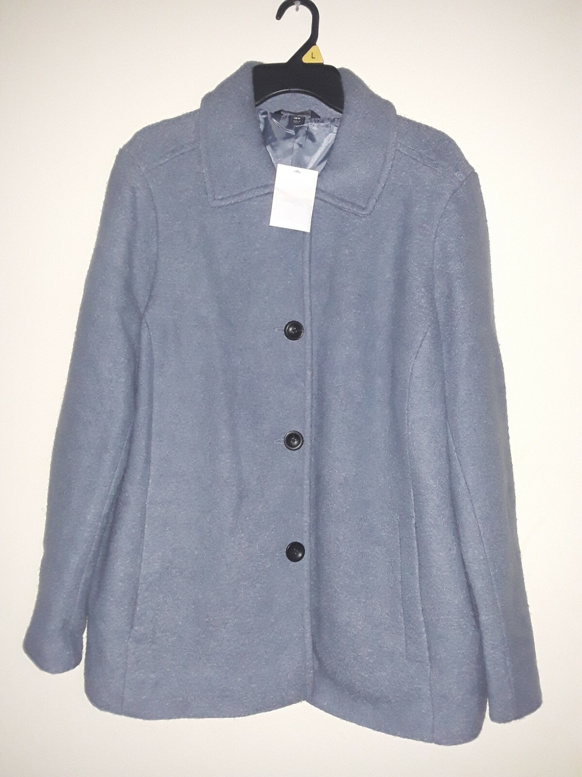 Lands End Wool Blend Coat Button Front Collared Size 18W Blue Lined  NWT