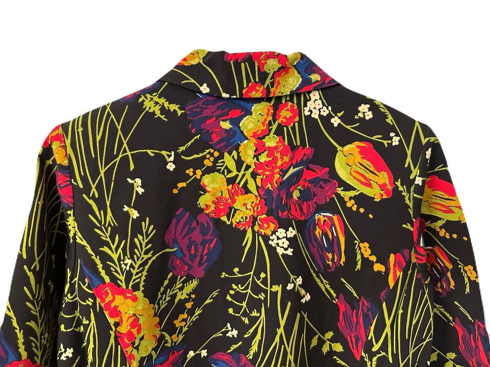 NEW Norm Thompson Womens Size Small Black & Multicolor Botanical Floral Blazer - Image 3 of 4
