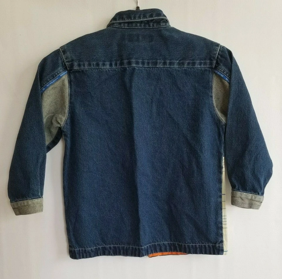 Sean Jean винтажный мальчиков нашивка рубашка кнопка спереди синий джинсовой ткани длинным рукавом размер 7 - Изображение 2 из 4