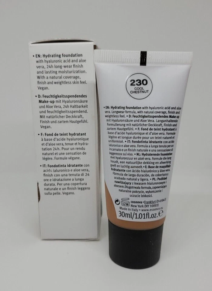 Essence Pretty Natural Hydrating Foundation 230 Cool Chestnut 30ml NIB - Image 2 of 4