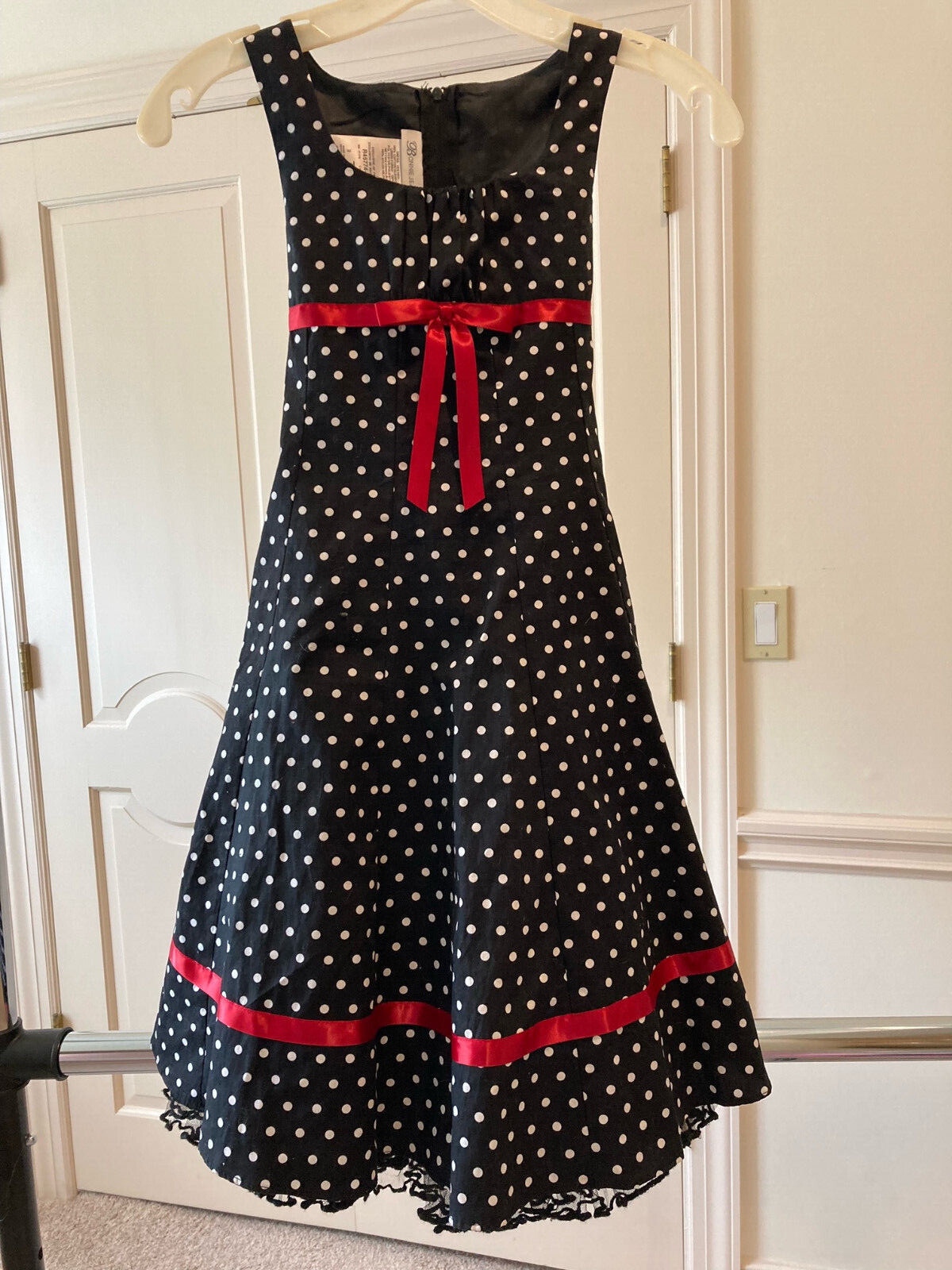 Lot of 6 Girls Designer Dresses Size 6 / 8 Pink Tartan White Navy Polka