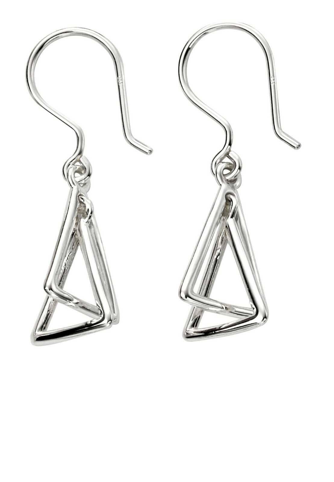 925 Sterling Silver Double Triangle Drop/Dangle Earrings (Design 3)