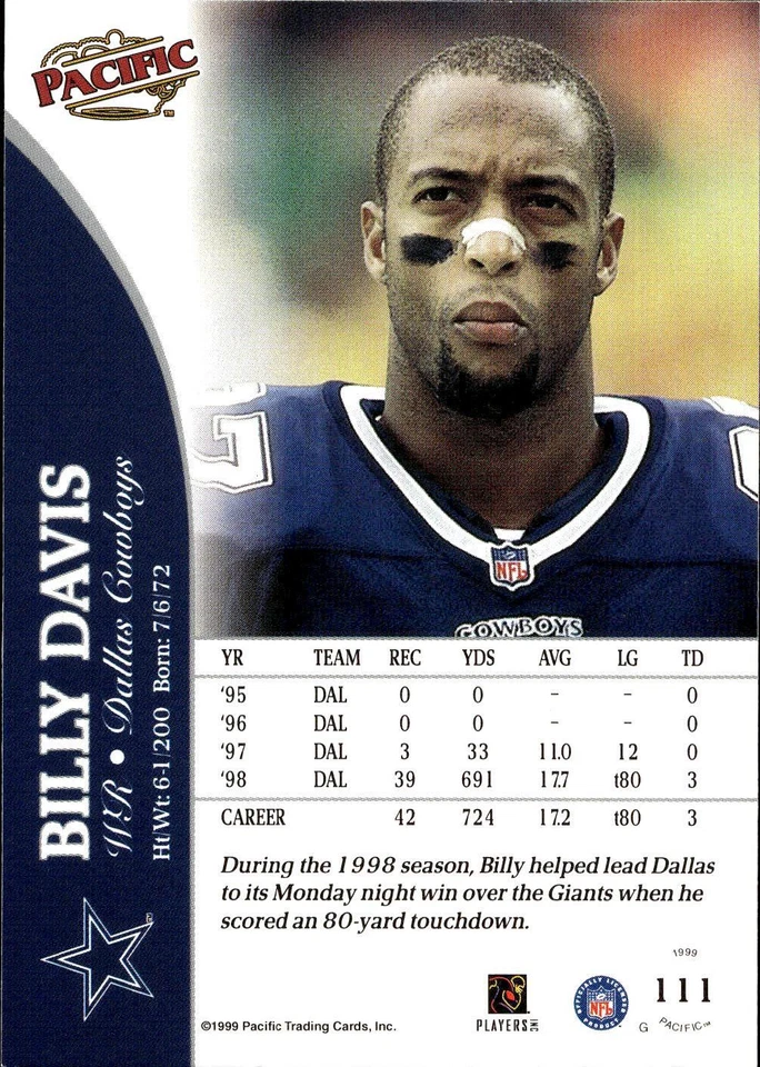 1999 Pacific #111 Billy Davis - Image 2 of 2