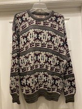 VTG 90s Jantzen Sweater 3D texture Coogie Style Grandpa USA made Abstract Men L