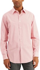 Club Room Mens Regular Fit Check Dress Shirt, Red, M