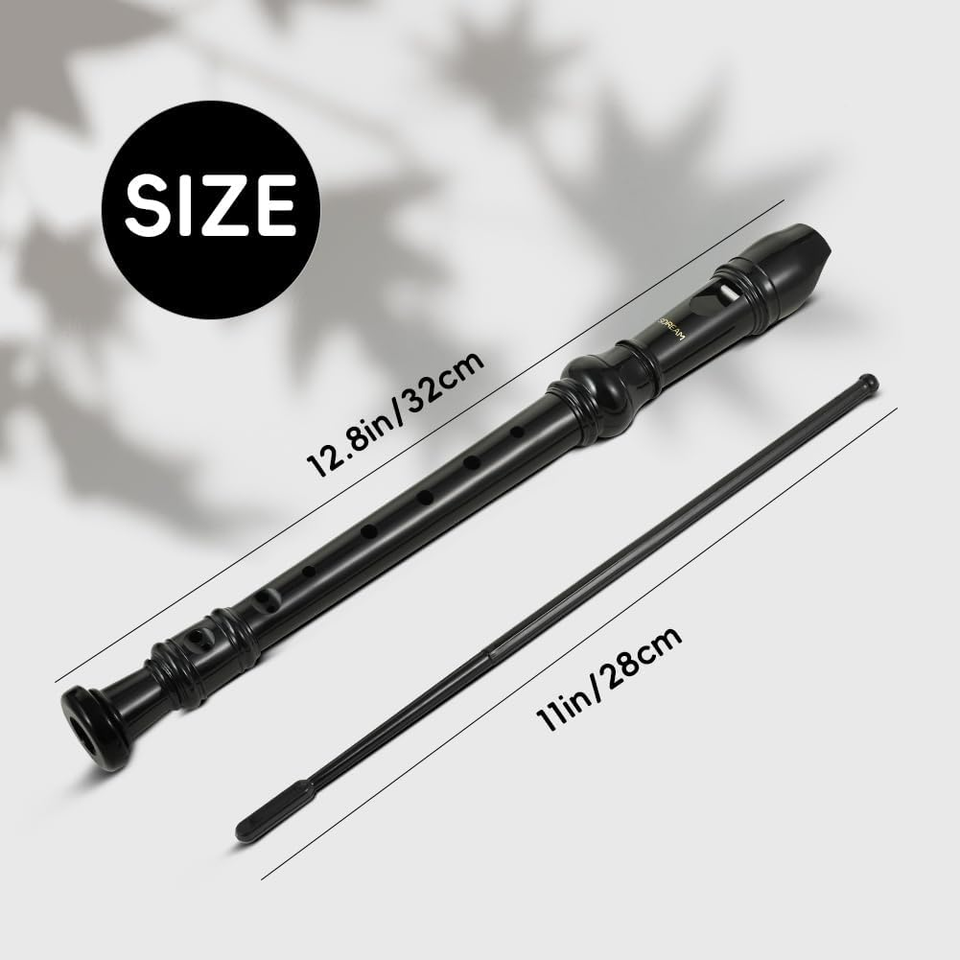 Flauta Soprano Estilo Alemán Llave De Sol (G) - Resina ABS, 32.5cm, Incluye Varilla De Limpieza - Ideal Para Aula Y Práctica