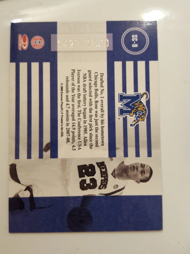 2008 Donruss Elite Extra Edition - School Colors #SC-9 Derrick Rose /1500 (RC) - Image 2 of 2