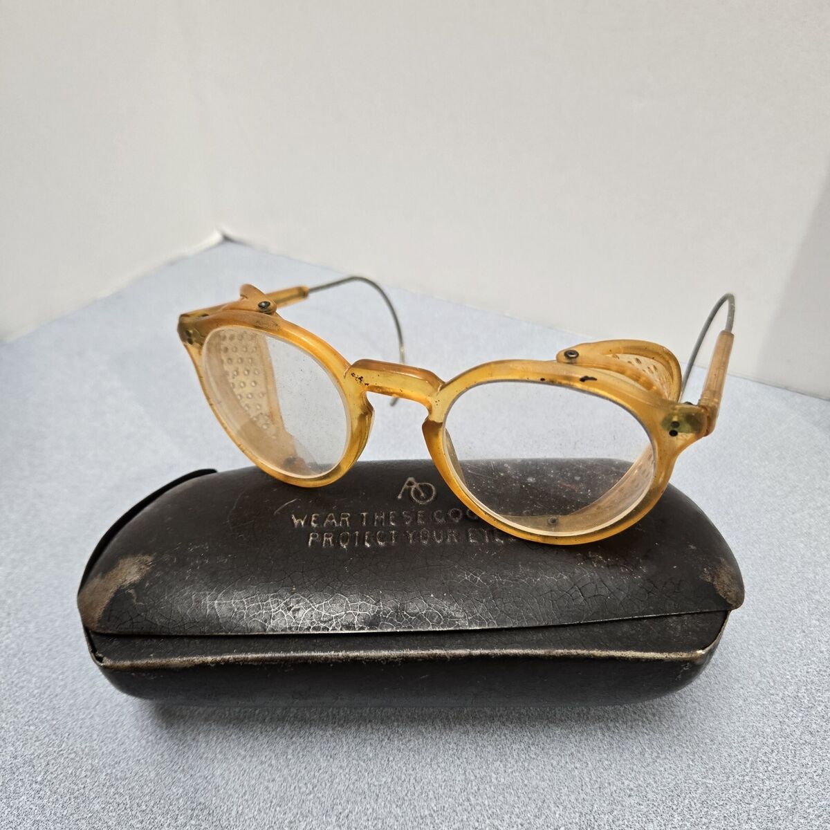 AO American Optical Vent Side Fold Safety Glasses Amber Wire AO American Optical Vent Side Fold Safety Glasses Amber Wire