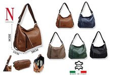 Borsa donna Nardini capiente vera pelle Made in Italy Fango Verde Blu Cuoio Nero