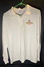 Vtg Mickeys Toontown T-Shirt Made in USA White Disneyland Men L Polo Long Sleeve