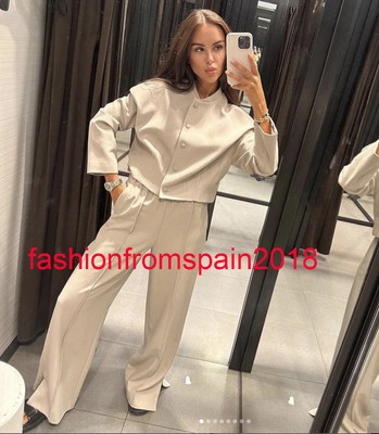 ZARA NEUF FEMME TAILLE HAUTE COLLECTION ZW STYLE PYJAMA PANTALON