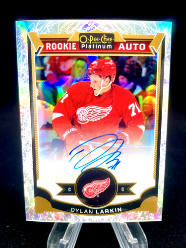 Dylan Larkin 2015 16 O Pee Chee Platinum White Ice Hard Signed Rookie 