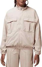 Jordan Big Girl's Jumpman Windbreaker Taping Jacket Light Weight Beige Size LRG
