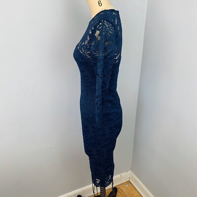 chinese dress ladies Navy Lace Trim Bodycon Midi Dress  AX Paris