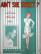 1927 Ain't She Sweet? Sheet Music Jack Yellen Milton Ager Joey Ray Ukulele Banjo