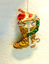 Vintage Cowboy Boot w/Spurs 3" Resin Christmas Ornament A