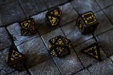 Image of Gemstone Black Dragon Shield Night Obsidian (And Box) DnD Dice Set