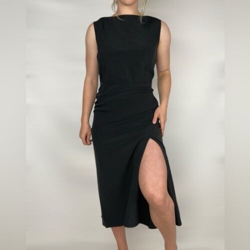 JIL SANDER One Shoulder Asymmetrical High Neck Midi Split Hem Dress - Picture 2 of 12