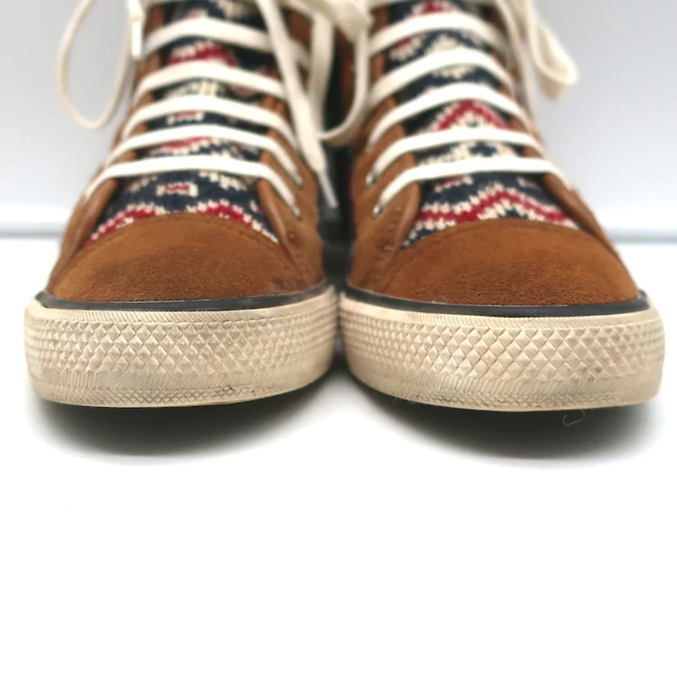 Tory Burch Noah Fair Isle Zapatillas Altas Tejidas Marrón Gamuza Talla 8 Foto 4 de 4