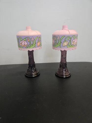 2 VINTAGE AVON Tiffany Lamp  Empty Decanter & Shade Moonwind Cologne /set
