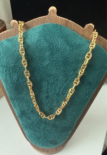 .925 Sterling Silver Yellow Gold Plated Mariner Gucci Link Chain ITALY 22" - Picture 2 of 4