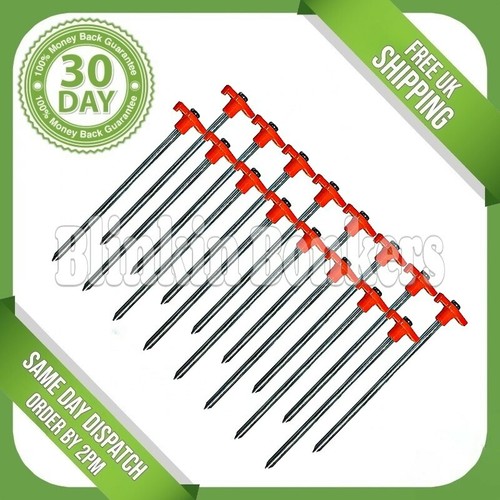 16PC HEAVY DUTY TENT PEGS HARD GROUND STEEL METAL BIVVY AWNING GAZEBO