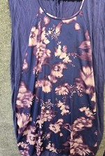 Simply Vera Wang Womens XL Soft Knit Purple Floral Dress Below The Knee Length