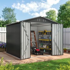 PABIMIA 8x8 FT Storage Shed Metal Garden Shed with Updated Frame Structure