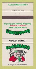 Matchbook Cover Guadala Harry's Mexican Scottsdale Minneapolis Denver 30 Strike