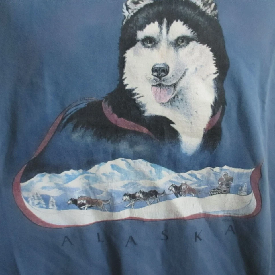 Camiseta Alaska Siberian Husky Vintage Para Hombre XXL Puntada Única Oneita EE. UU. 2XL Foto 2 de 4
