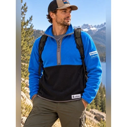 cotopaxi Blue and Black Half-Zip Colorblock Fleece Pullover - product listing photo