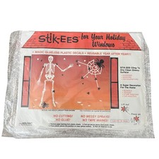 Vtg Stik-ees Window Clings Mr. Bones eee 90s Teacher School Halloween skeletons