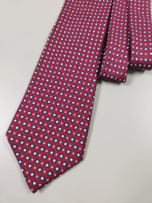 Vintage KENNETH GORDON Nordstrom Silk Tie Red Blue White Circle Geometric - Image 1 of 4