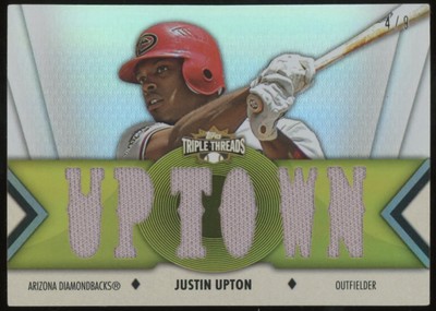 Justin Upton 2012 Topps Triple Threads Relics # TTR-56 Gold 4 /9 UPTOWN