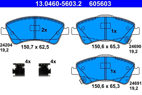 Plaquettes de frein avant ATE pour éliminer les sifflements sur Toyota 04465-02170