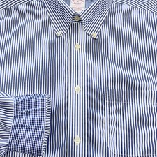 Brooks Brothers Shirt Mens XL Blue Striped Button Up Madison Made in Malaysia
