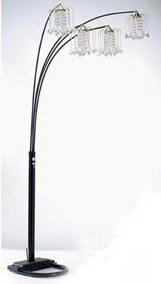 Square Arc Floor Lamp with 4 Crystal-Like Shades - Black Bulbs Are Not Included