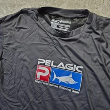 Pelagic Rash Guard Shirt Mens Medium Black Graphic Stretch UPF Outdoor Surf Swim