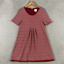 Maeve Rippled Waves Shift Dress Women's Medium M Red Textured Mod Anthropologie
