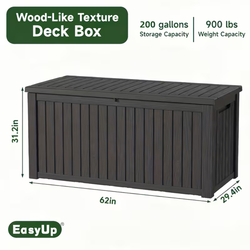75 Gallon Heavy-Duty Outdoor Deck Box – Waterproof Patio Storage Box ...