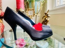 Prada Black Satin Open Toe Platform High HeelPumps , EU39, US 8
