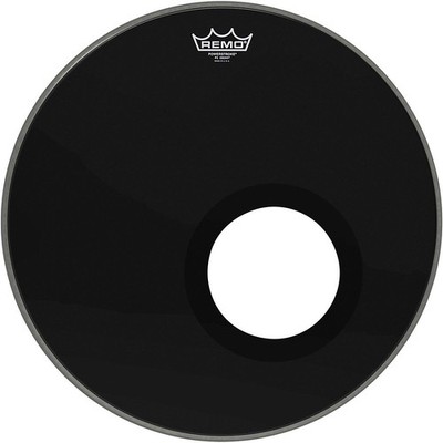 Remo Ebony Powerstroke 3 Resonant Bass Drum Head with 5 Inch Port Hole Ebony 18