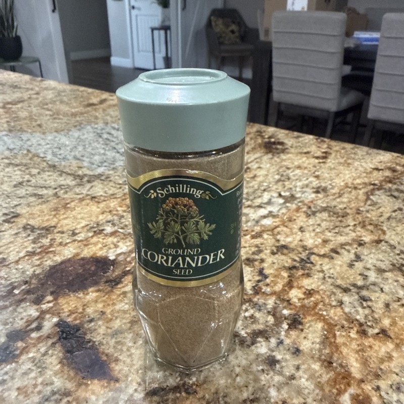VTG McCormick Schilling Coriander Spice Jar Glass Bottle Green Lid