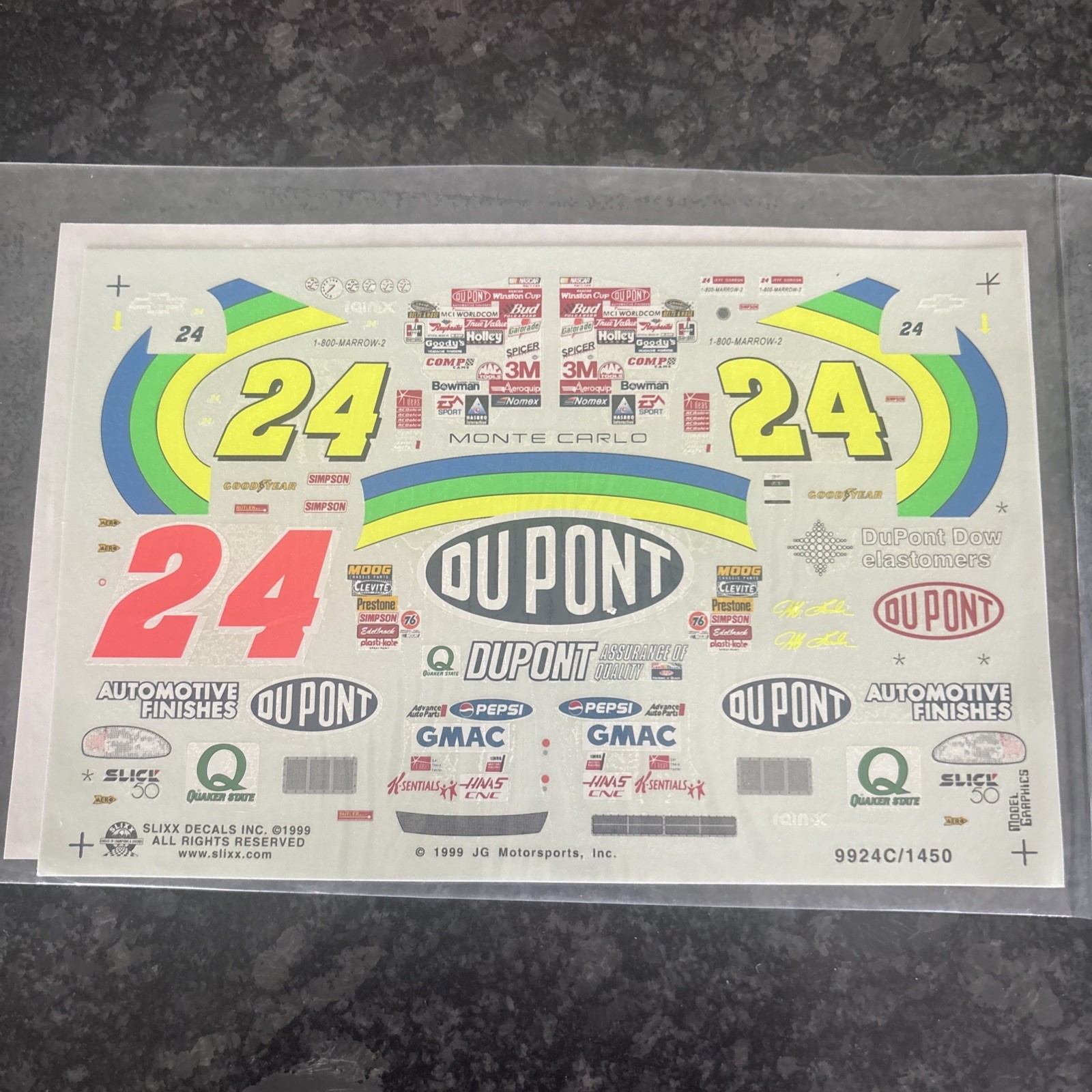 *RARE* Slixx NASCAR DAYTONA NO BULL 1999 NEON #24 Jeff Gordon DuPont Decal #1272