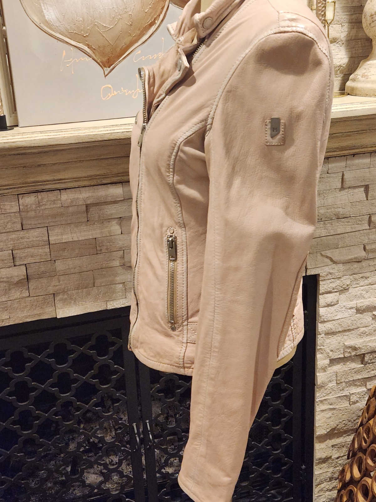 Mauritius Sofia Jacket 100% Lamb Leather Pale Pin… - image 8