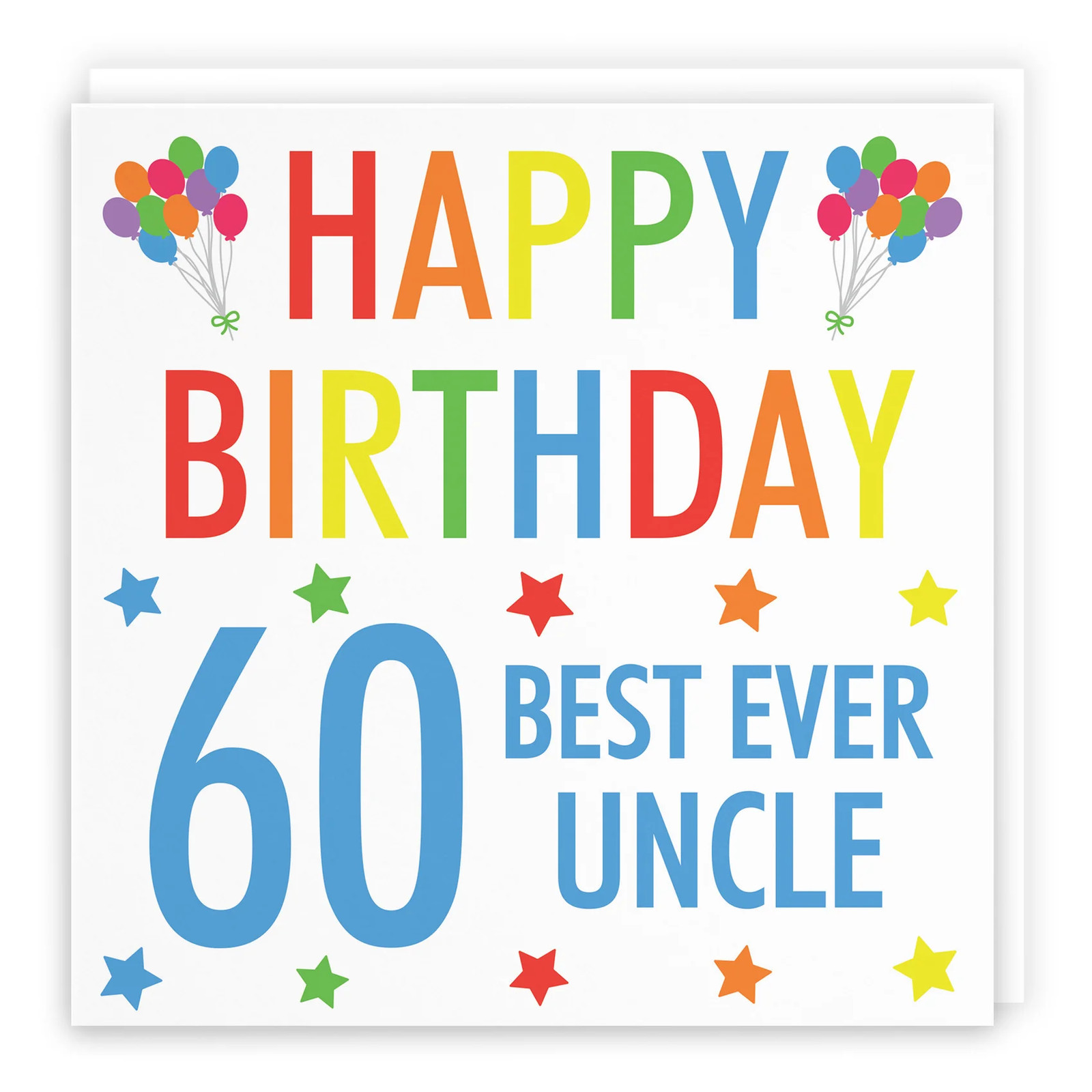 60th Uncle Birthday Card Colourful